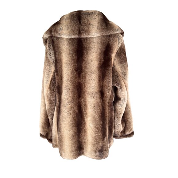 Gallery Womens Faux Fur Coat 1X Brown Zip Front Jacket Acrylic/Polyester Soft Wa - Picture 4 of 6